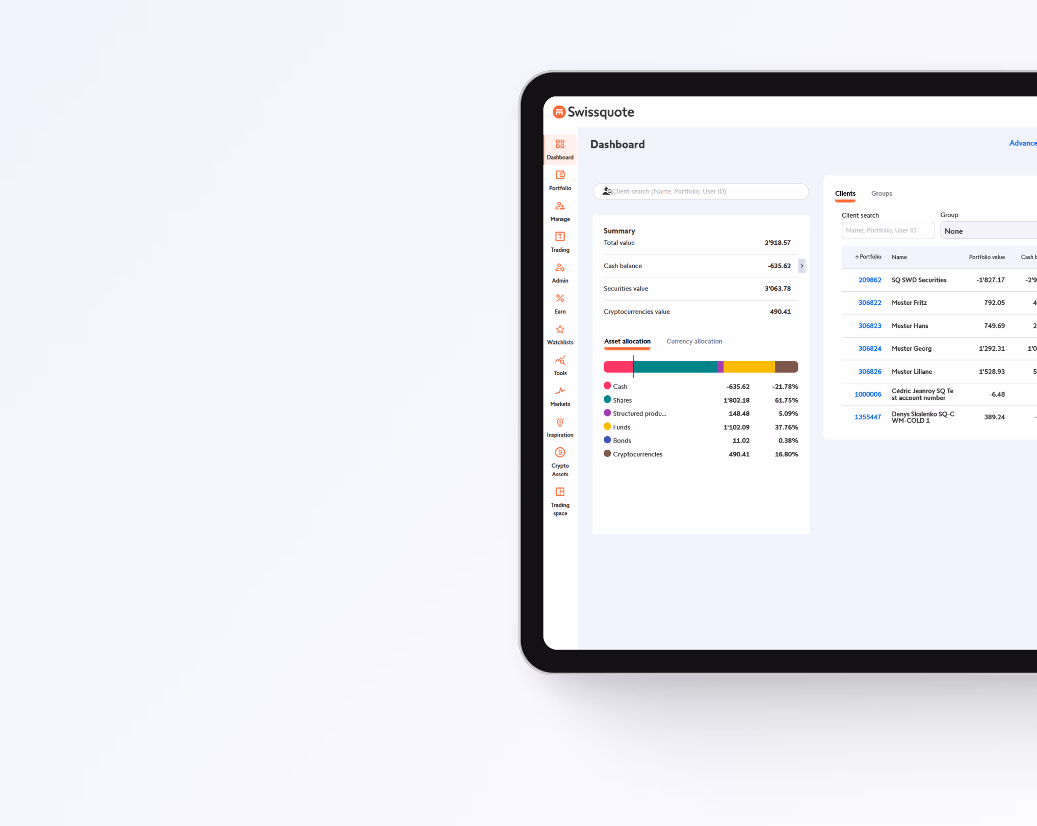 Swissquote platform trading screenshot